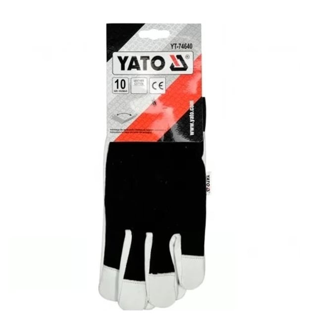 Manusi Lucru Marimea 10, Bumbac - Piele Negru, Yato YT-74640