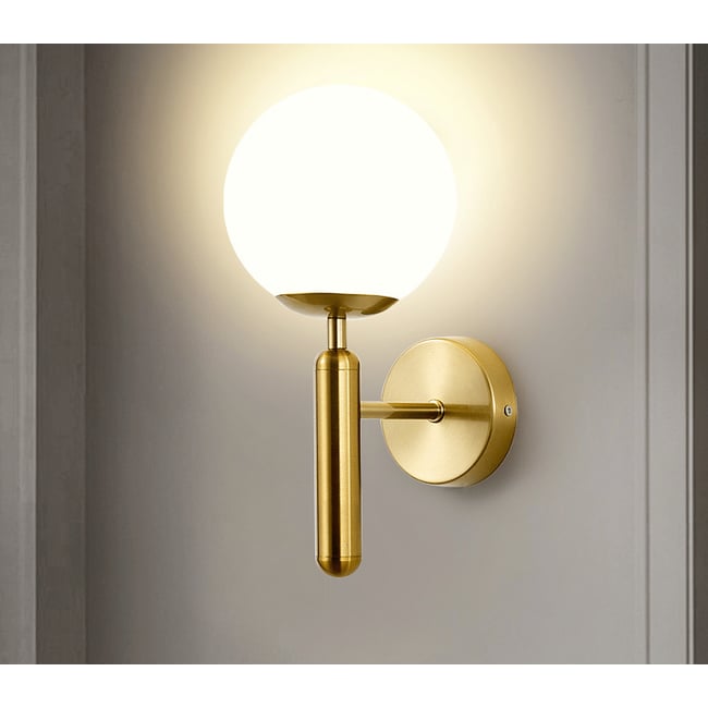 Aplica de perete aurie cu abajur alb