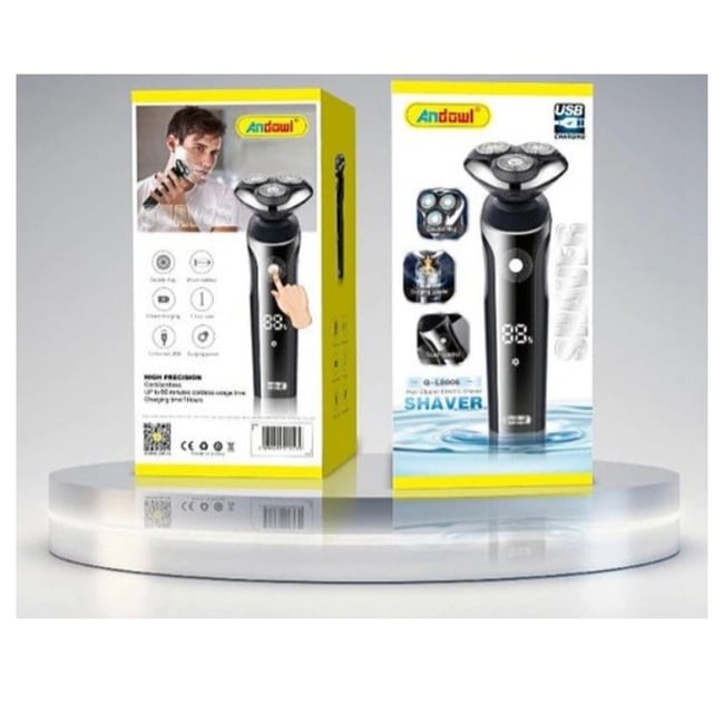 Aparat de ras profesional, fara fir, 60 min autonomie, barbierit umed si uscat, incarcare rapida USB, lame oscilante, impermeabil, negru