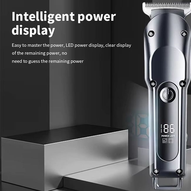 Masina de tuns profesionala, afisaj LED, 4 gratare 1-4 mm, incarcare type C, gri