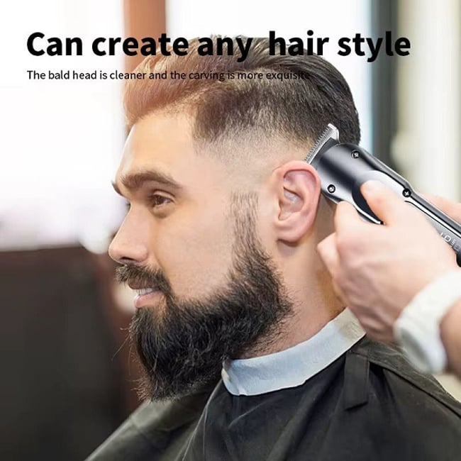 Masina de tuns profesionala, afisaj LED, 4 gratare 1-4 mm, incarcare type C, gri