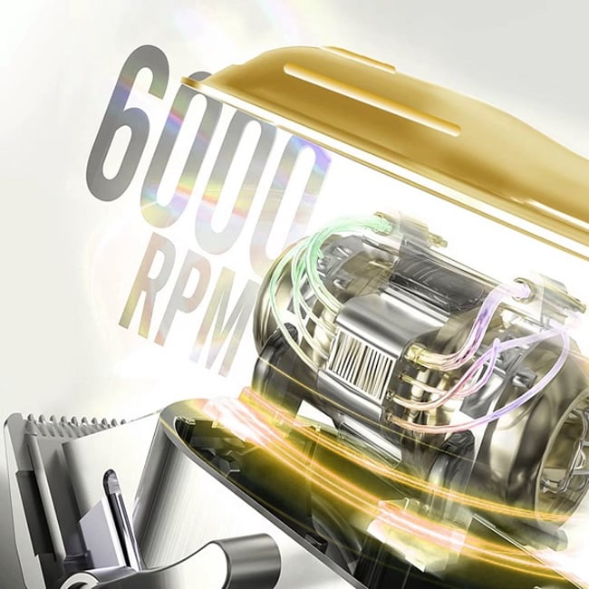 Masina de tuns profesionala, cu acumulator, 6000 rpm, cu 4 piepteni 3mm - 12mm, afisaj LED, Wireless, 1800mAh, gri argintiu