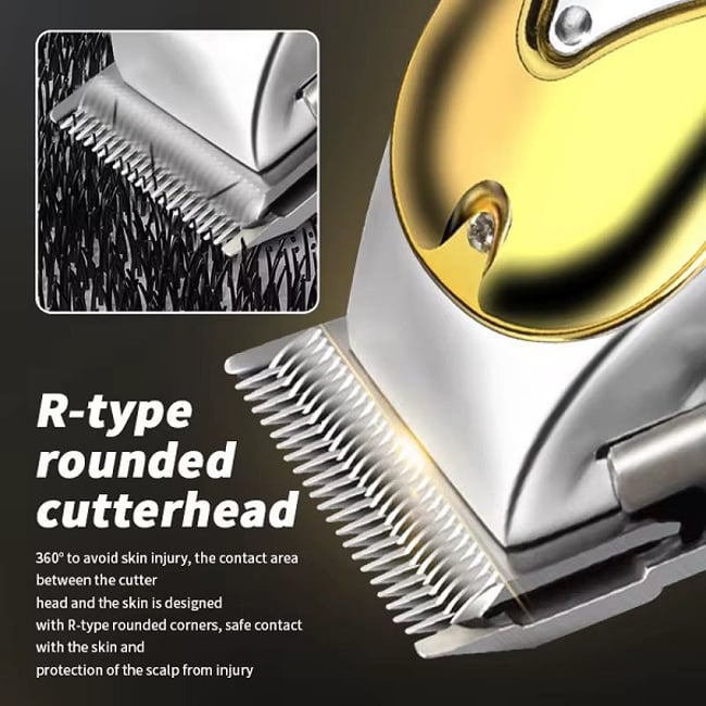 Masina de tuns profesionala, cu acumulator, 6000 rpm, cu 4 piepteni 3mm - 12mm, afisaj LED, Wireless, 1800mAh, gri argintiu