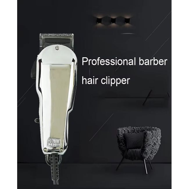 Masina de tuns profesionala cu fir, lama inox, acumulator 1200mah, 8 gratare premium, gri crom