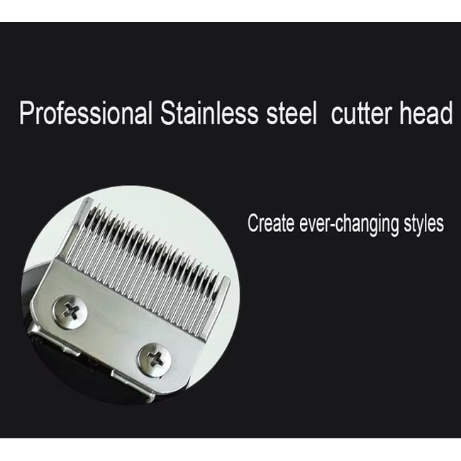 Masina de tuns profesionala cu fir, lama inox, acumulator 1200mah, 8 gratare premium, gri crom