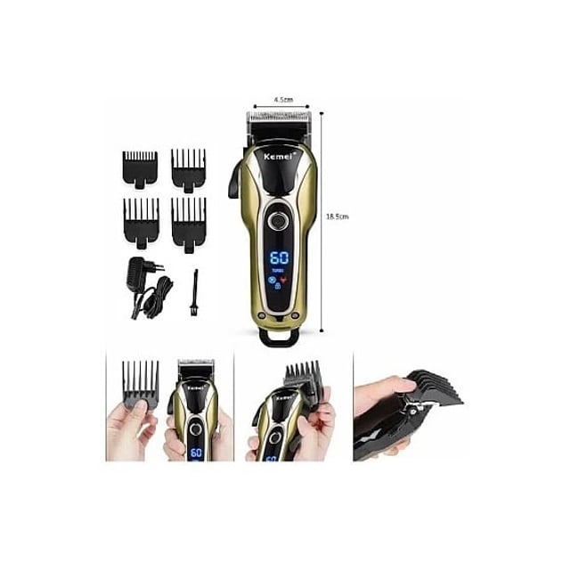 Masina de tuns profesionala, cu acumulator, putere 5w, 4 piepteni, afisaj LED, Wireless, 1000mAh