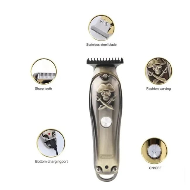 Masina de tuns profesionala, cu acumulator, 6000 rpm, cu 4 piepteni Wireless, 2500mAh, gri