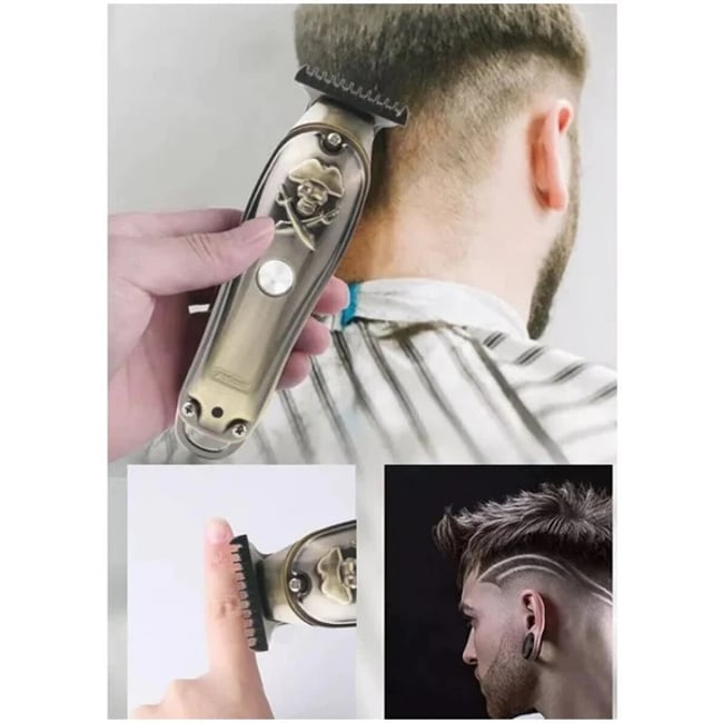 Masina de tuns profesionala, cu acumulator, 6000 rpm, cu 4 piepteni Wireless, 2500mAh, gri