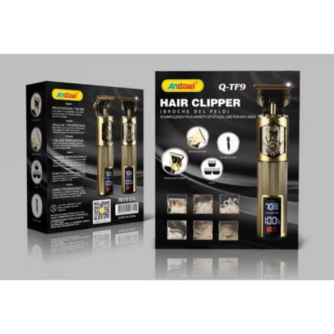 Masina de tuns profesionala, reincarcabila, Vintage, afisaj digital, 1200mAh, lama din otel inoxidabil