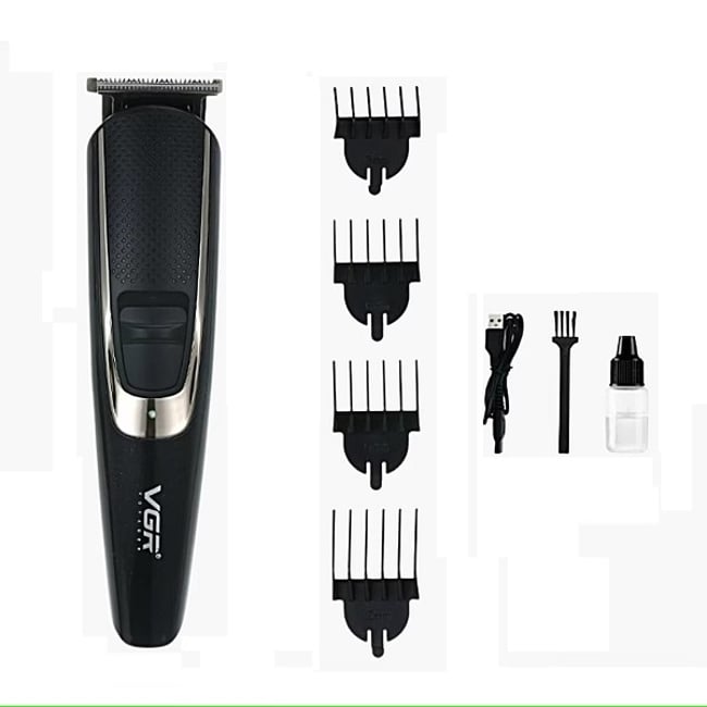 Masina de tuns profesionala, cu acumulator, 4 gratare 1-4 mm, lama din otel inoxidabil, indicator led baterie, negru