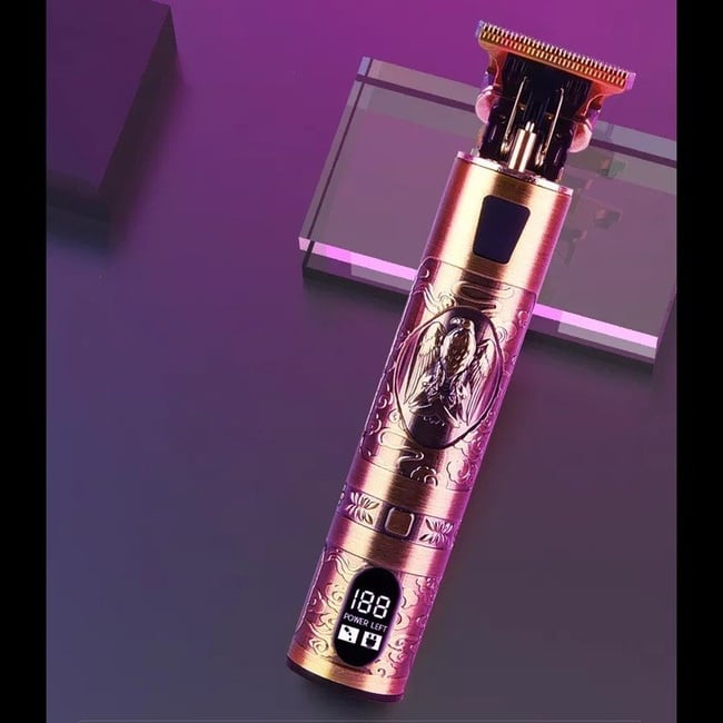 Masina de tuns profesionala, reincarcabila, 6000rpm, Vintage, afisaj digital, 1200mAh, lama din otel inoxidabil