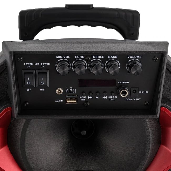 Boxa portabila, tip Troller, difuzor 8″, 2200 Mah, Usb, TF, Radio FM, microfon wireless si telecomanda