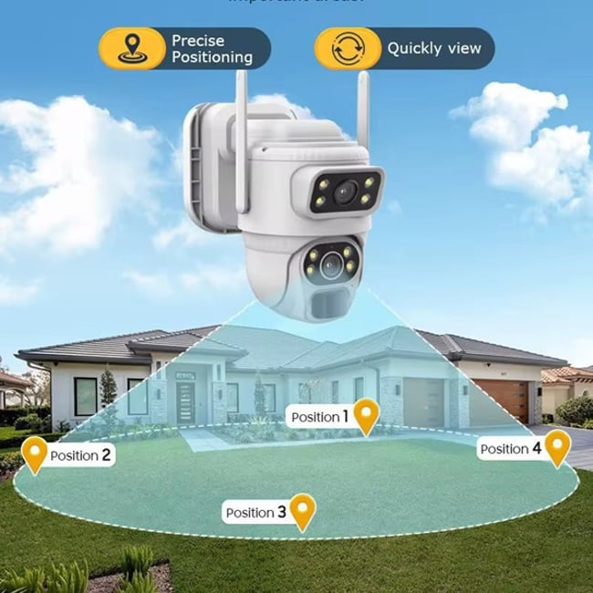 Camera De Supraveghere Dubla, Panou Solar 8W, 4G SIM Slot, 4+4 MP FULL HD, Smart ir, 355° + 90°, Impermeabil, Alarma, Tracking, Miromoto®