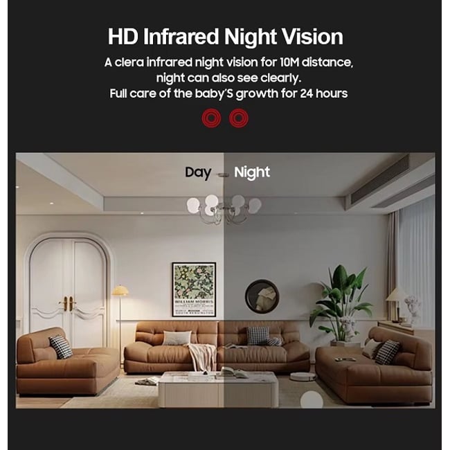 Camera de Supraveghere WIFI, 3MP, Full HD, Baby Monitor Audio Video, Vedere Nocturna, Senzor Miscare, Control Vocal