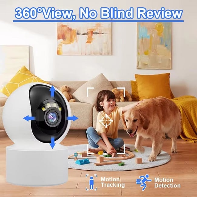 Camera de Supraveghere WIFI, 3MP, Full HD, Baby Monitor Audio Video, Vedere Nocturna, Senzor Miscare, Control Vocal