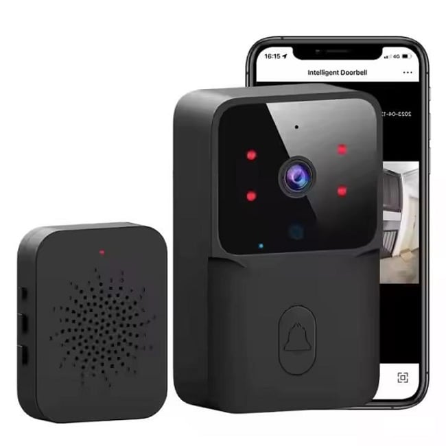 Sonerie Fara fir Wireless VideoGuest, vedere nocturna, Control la distanta prin aplicatie dedicata TuyaSmart, Raza de actiune pana la 150m, Cu microfon bidirectional, Negru, Miromoto®
