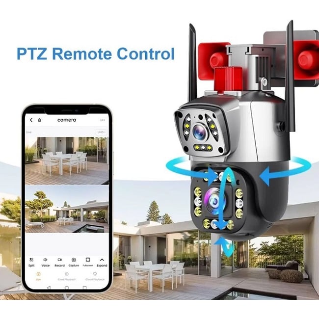 CAMERA DE SUPRAVEGHERE WIFI, DUBLA, 6MP, SENZOR MISCARE, ALARMA, NIGHT VISION, 355°