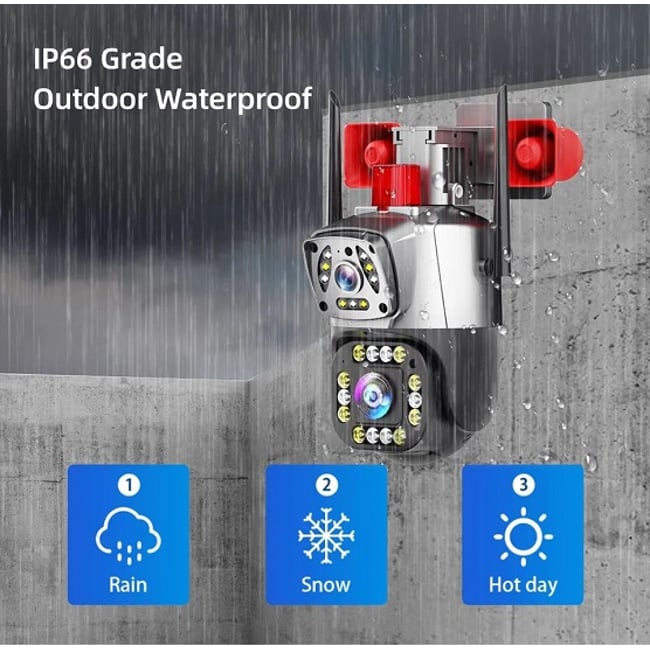 CAMERA DE SUPRAVEGHERE WIFI, DUBLA, 6MP, SENZOR MISCARE, ALARMA, NIGHT VISION, 355°