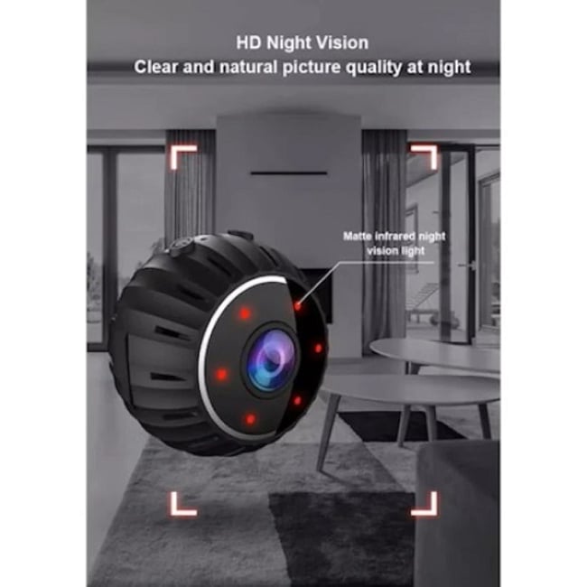 Camera De Supraveghere Mini, WiFi, 1080p Full HD, Rotatie 360 Grade, Night Vision, Senzor de Miscare, Negru