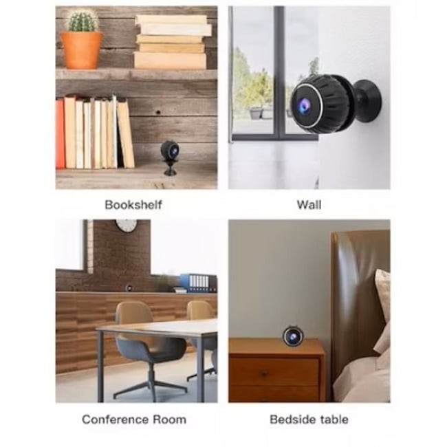 Camera De Supraveghere Mini, WiFi, 1080p Full HD, Rotatie 360 Grade, Night Vision, Senzor de Miscare, Negru