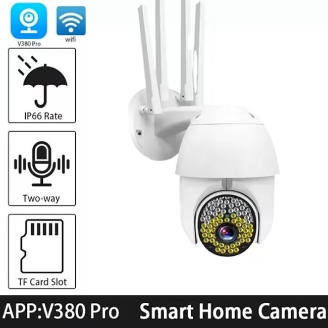 Camera De Supraveghere 355°, WIFI, 5MP, 79LED, 4 Antene, IP66, Alarma, HD