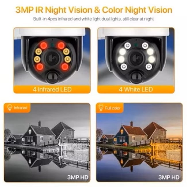 Camera de Supraveghere, Wifi, IP66, Hd wireless, 3 MP, 1920 x 1080 pixeli, cu panou SOLAR, TRACKING, ALARMA