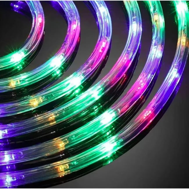 Instalatie de Craciun tip furtun, flexibila, leduri RGB multicolor, pentru exterior si interior, 8 moduri de iluminare, IP44, 10 m