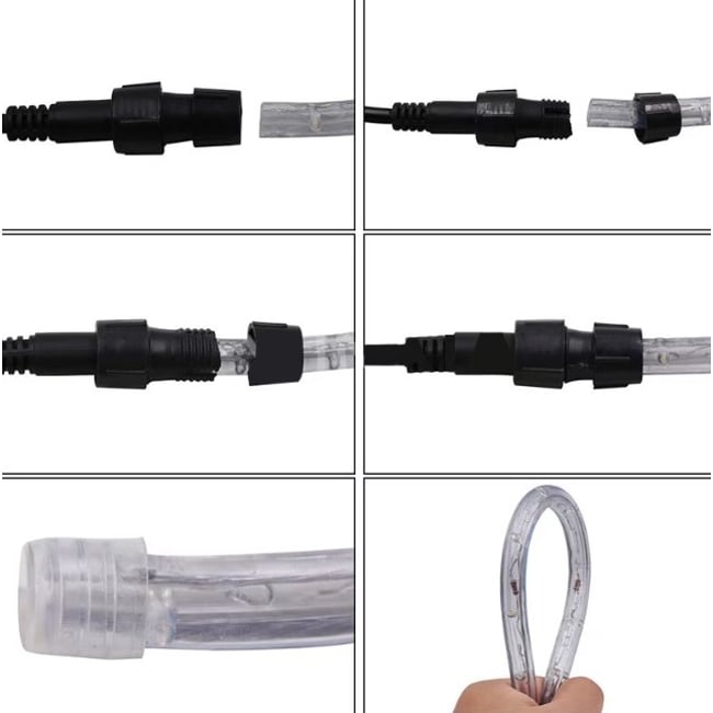 Instalatie de Craciun tip furtun, flexibila, leduri RGB multicolor, pentru exterior si interior, 8 moduri de iluminare, IP44, 10 m