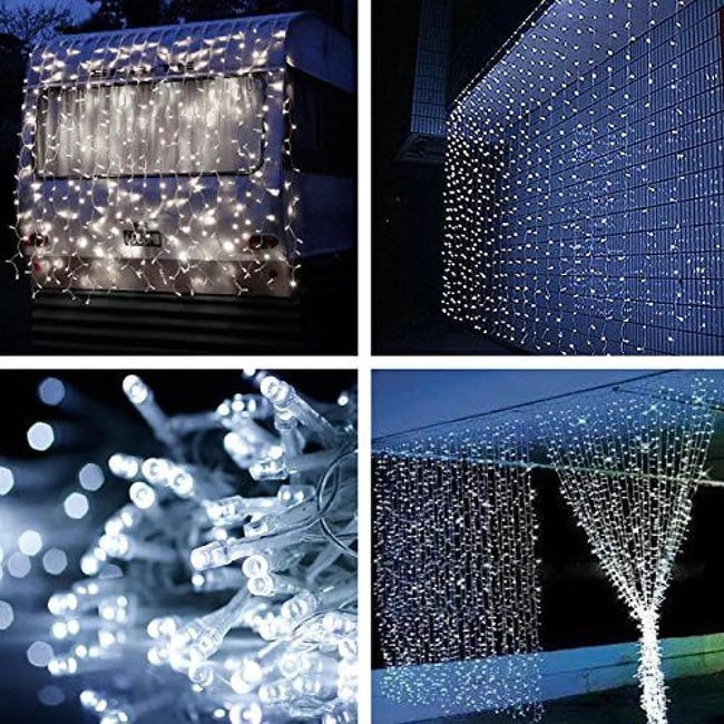 Instalatie de Craciun 3 M x 1 M, Perdea Ploaie, Lumina Alba, 132 Leduri