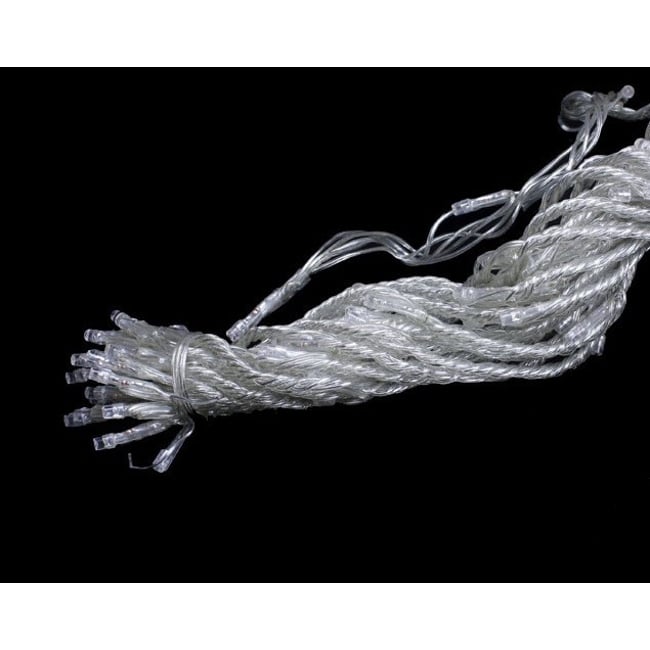 Instalatie de Craciun Perdea tip Turturi Fir Transparent 9 M X 1 M, 384 Leduri, Culoare Alb Rece