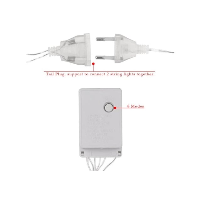 Instalatie De Craciun Multicolora Perdea Tip Turturi Fir Transparent 4 M X 0.6 M, 100 Leduri