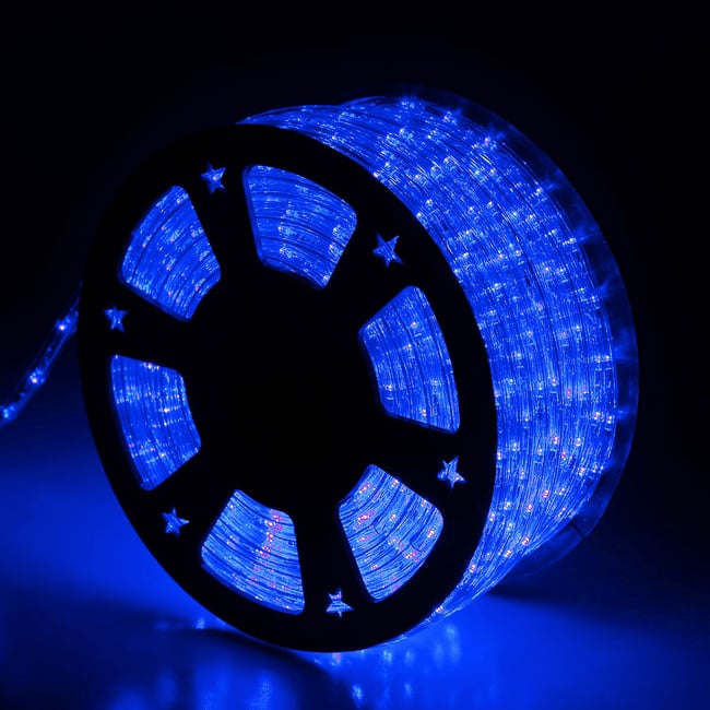 Rola furtun luminos cu Led albastru, 100 metri + alimentator priza inclus
