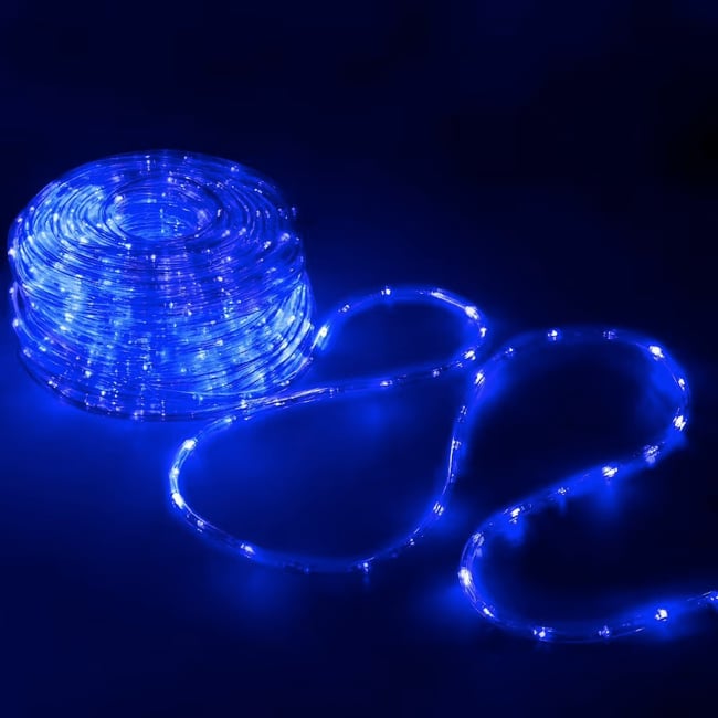 Rola furtun luminos cu Led albastru, 100 metri + alimentator priza inclus