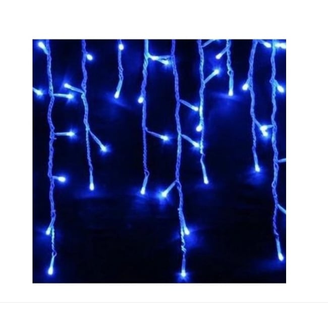 Instalatie de Craciun perdea tip turturi fir transparent 4 M X 0.6 M, 100 leduri, culoare albastra