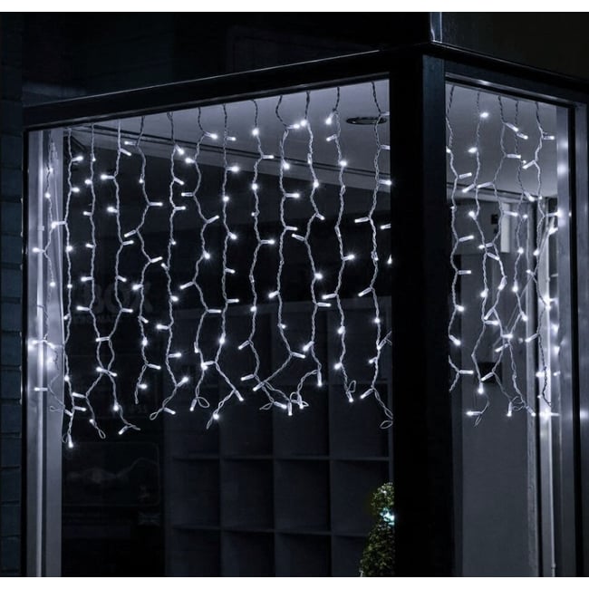 Instalatie de Craciun tip perdea ploaie premium 5 M X 1 M, 200 Leduri, pentru exterior si interior cu flash, interconectabila, Alb Rece