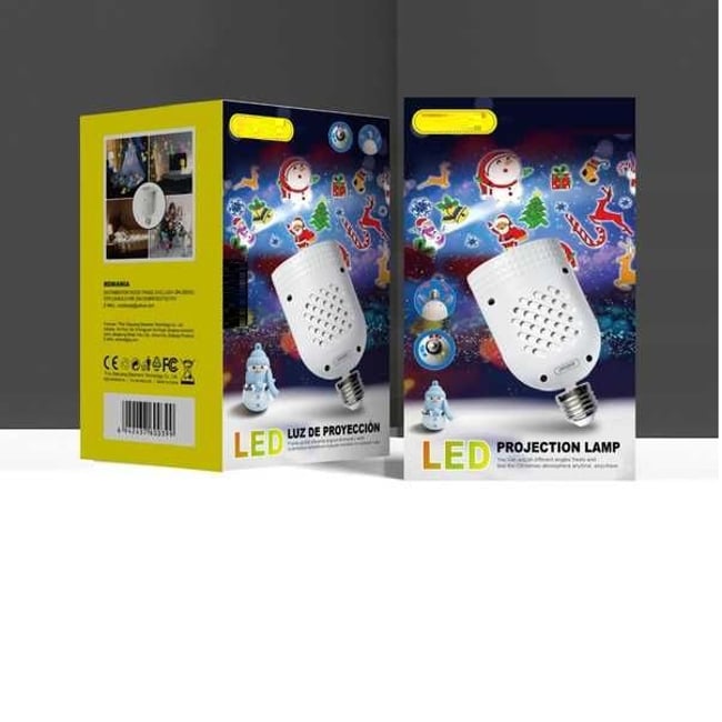 Mini Proiector LED pentru Craciun in forma de Bec, cu Soclu E27, 4W, ajustabil , lumina RGB, Alb