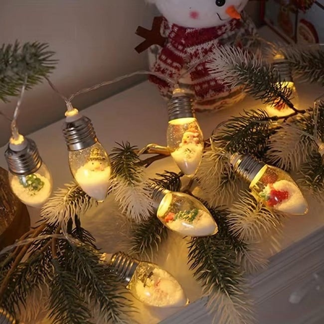 Ghirlanda luminoasa cu efecte de Craciun, lungime 6 metri, 40 becuri, alimentare baterii, putere 2.4w, lumina calda continua + stroboscop