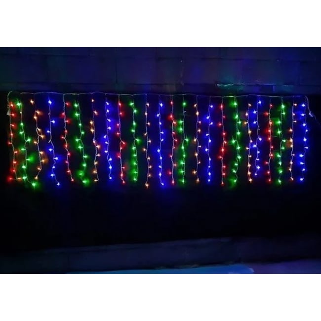 Instalatie de Craciun 3 M x 1 M, Perdea Ploaie Multicolor, 132 Leduri, 8 jocuri de lumini