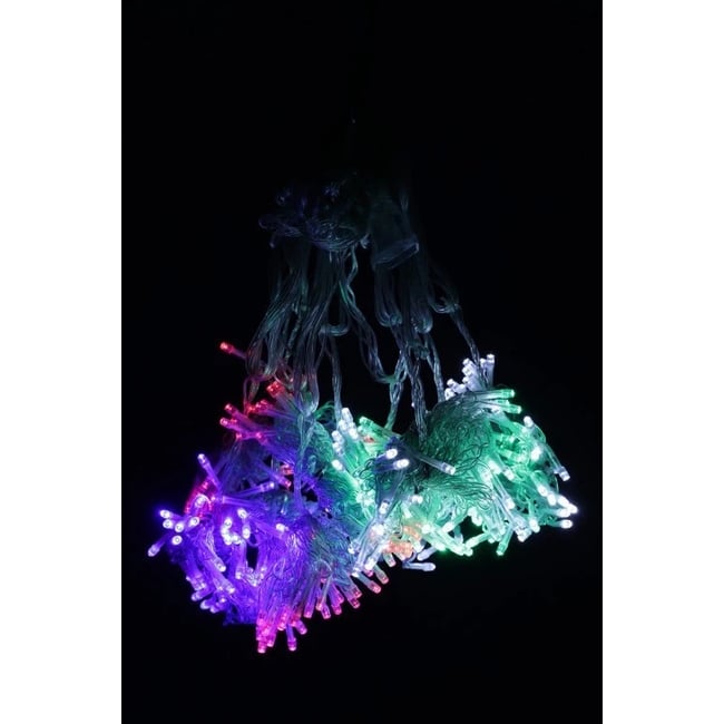 Instalatie de Craciun 3 M x 1 M, Perdea Ploaie Multicolor, 132 Leduri, 8 jocuri de lumini