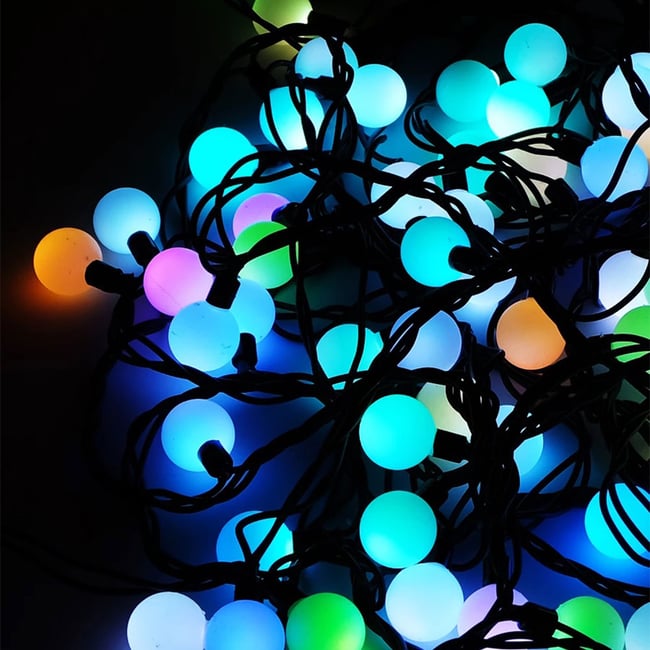 Instalatie de Craciun, 6 metri, 40 Leduri Tip Globulete, Fir Negru, Multicolor