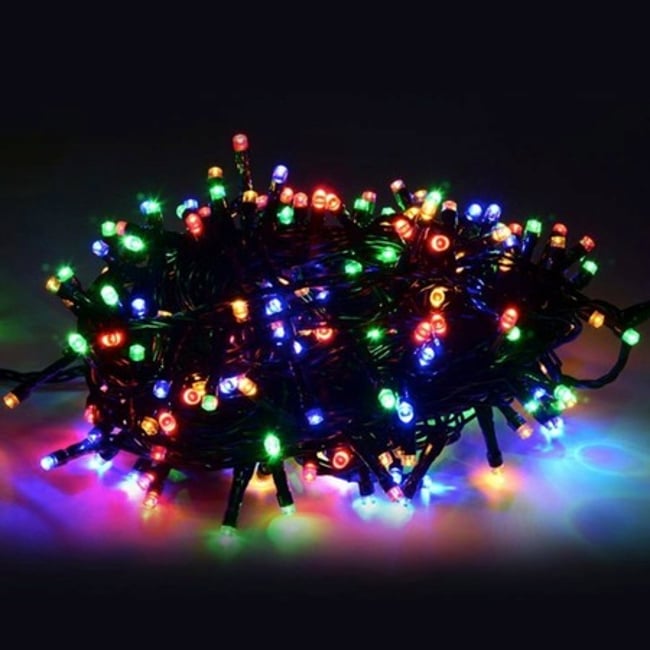 Instalatie de Craciun, 9 metri, 100 Leduri, Fir Negru, Instalatie Brad Multicolor