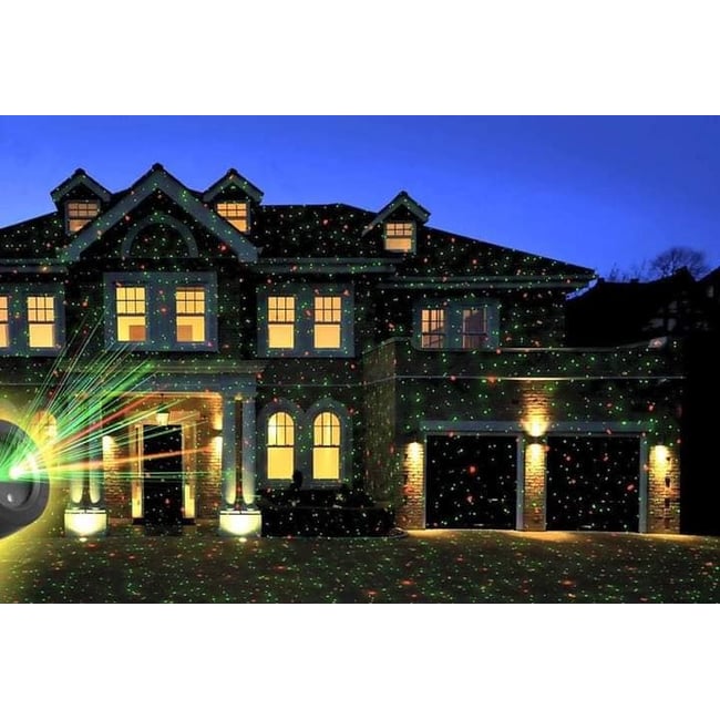 Proiector laser festiv rosu verde de exterior cu telecomanda si senzor lumina, CASAYA 964860