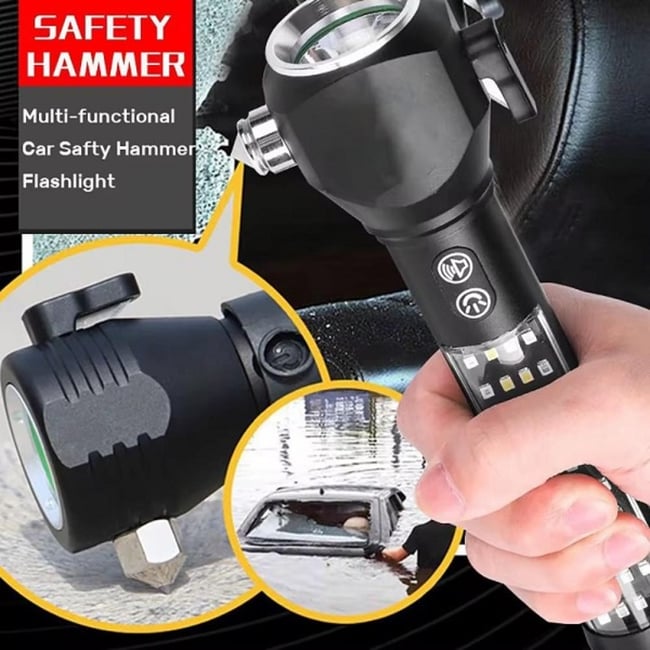 Lanterna reincarcabila, LED, 5 moduri iluminare, 140lm, Type C, magnet, ciocan, sunet de avertizare, 7000k