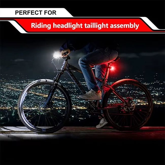 Set lumini pentru bicicleta far, moduri de iluminare, 120lm, lumina stop spate LED, Impermeabil IPX65, Incarcare USB, acumulator incorporat 800 mAh, 4 Leduri, accesorii bicicleta
