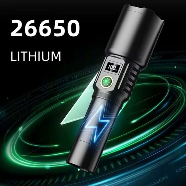 Lanterna reincarcabila, LED, 5 moduri iluminare, 2000lm, Type C, acumulator 26650, zoom, 6500k, aluminiu, Miromoto