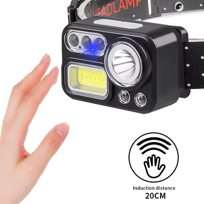 Lanterna de cap reincarcabila, senzor de miscare, LED + COB, 7 moduri de iluminare, 400lm, ip66