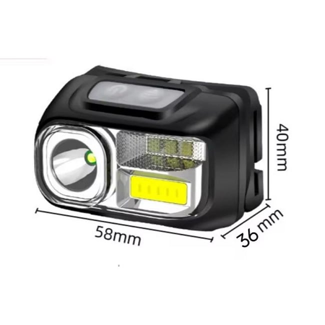 Lanterna de cap reincarcabila, LED + COB, senzor de miscare, 5 moduri de iluminare, 300lm, ip44
