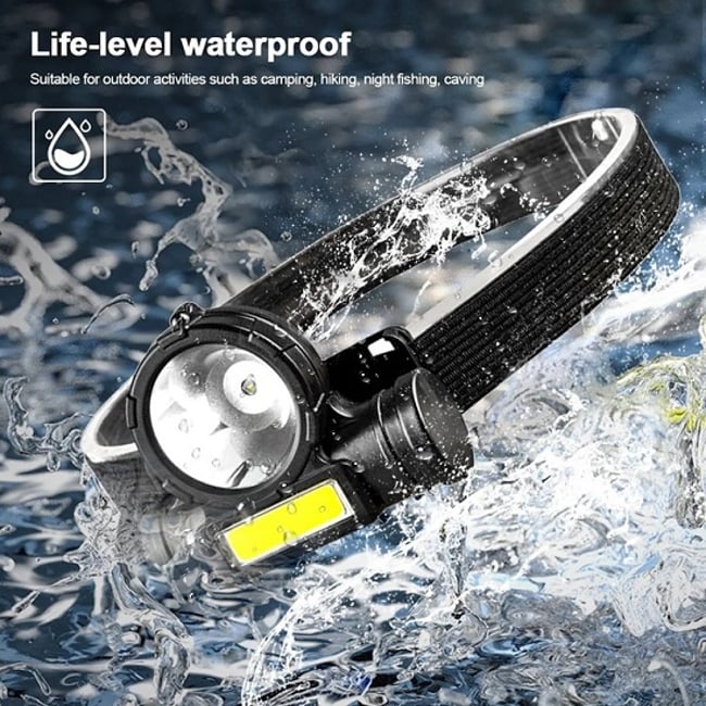 Lanterna De Cap Reincarcabila LED, 3 Functii Iluminare, COB+XPE, micro USB
