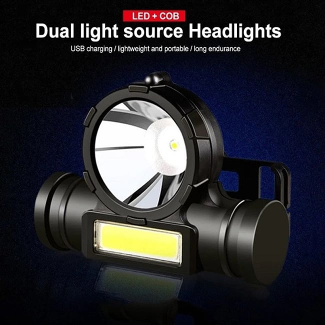 Lanterna De Cap Reincarcabila LED, 3 Functii Iluminare, COB+XPE, micro USB