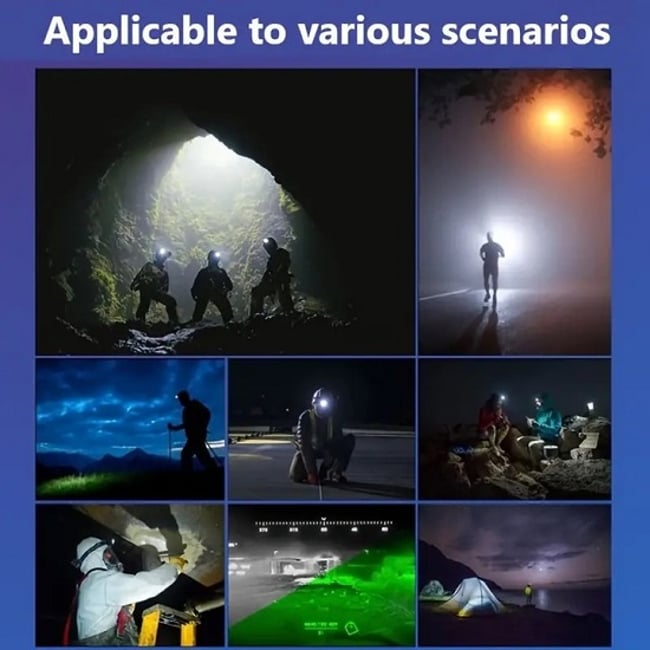 Lanterna De Cap LED, Sursa Banda 2 X COB Ultra-Bright, XPE + COB, Profesionala, 6 Moduri Lumina, Acumulator 1200mah, Senzor